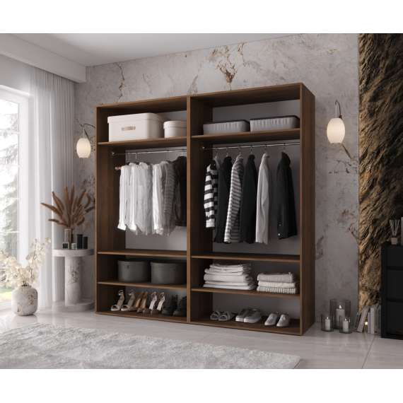 Garderobeskap KRIS 200x202 cm - valnøtt warmia - 4 dører