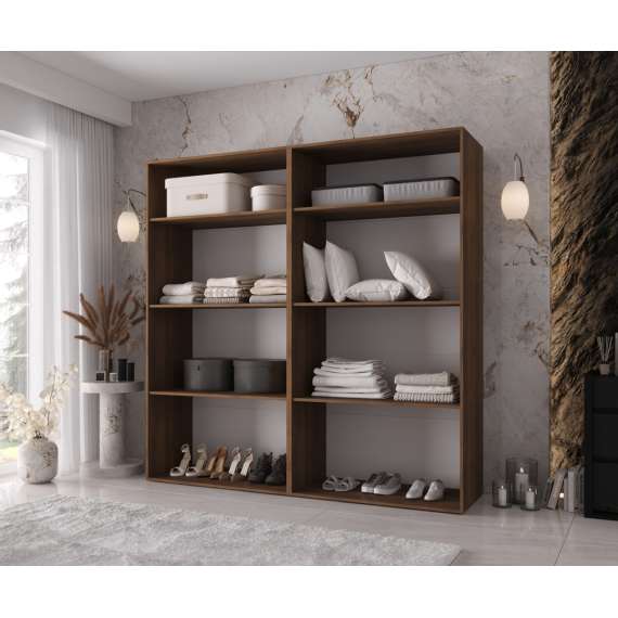 Garderobeskap KRIS 200x202 cm - valnøtt warmia - 4 dører