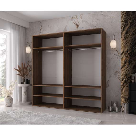 Garderobeskap KRIS 200x202 cm - valnøtt warmia - 4 dører