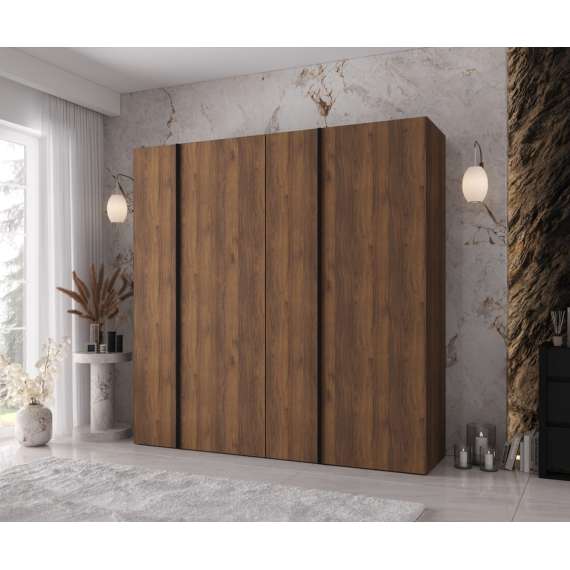Garderobeskap KRIS 200x202 cm - valnøtt warmia - 4 dører