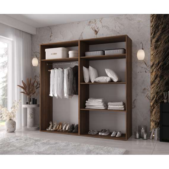 Garderobeskap KRIS 200x202 cm - valnøtt warmia - 4 dører