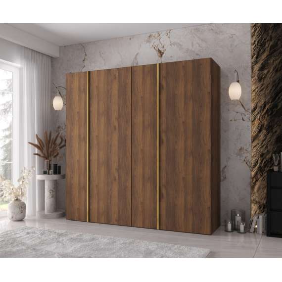 Garderobeskap KRIS 200x202 cm - valnøtt warmia - 4 dører