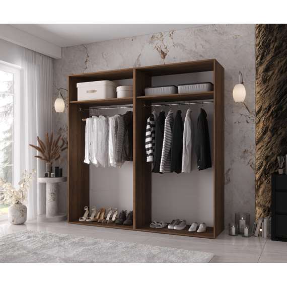 Garderobeskap KRIS 200x202 cm - valnøtt warmia - 4 dører