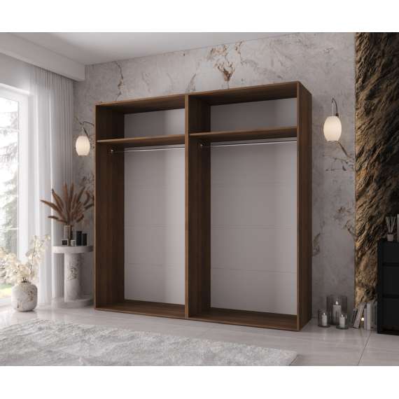 Garderobeskap KRIS 200x202 cm - valnøtt warmia - 4 dører