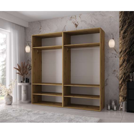Garderobeskap KRIS 200x202 cm - eik artisan - 4 dører