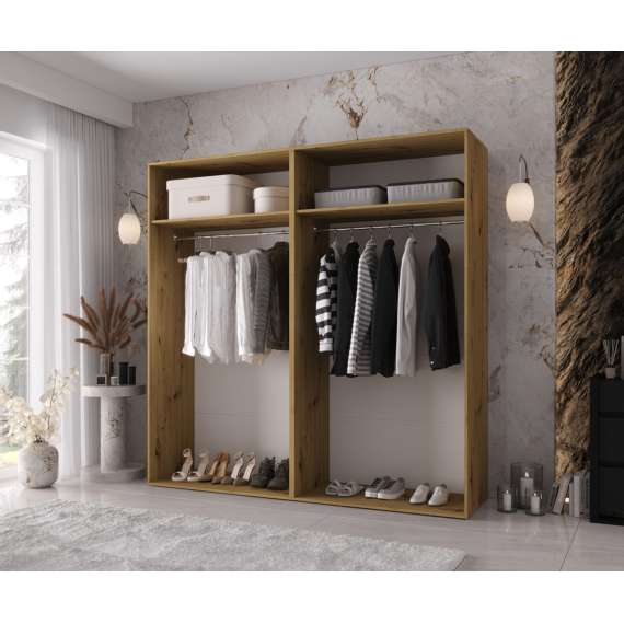 Garderobeskap KRIS 200x202 cm - eik artisan - 4 dører