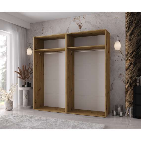 Garderobeskap KRIS 200x202 cm - eik artisan - 4 dører