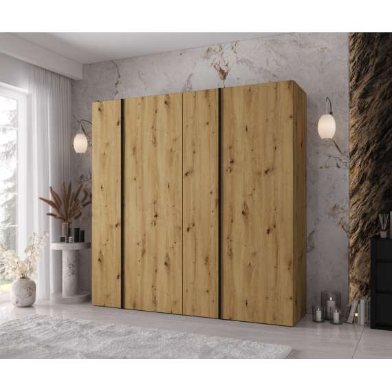 Garderobeskap KRIS 200x202 cm - eik artisan - 4 dører