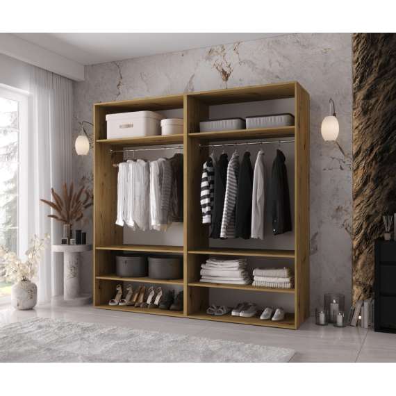 Garderobeskap KRIS 200x202 cm - eik artisan - 4 dører