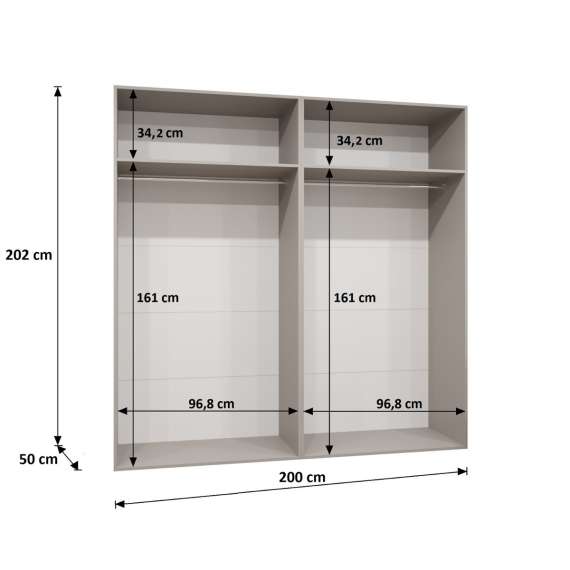 Garderobeskap KRIS 200x202 cm - eik artisan - 4 dører
