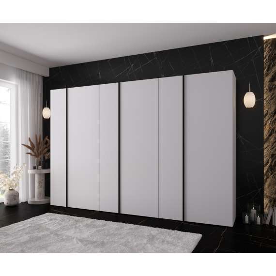 Garderobeskap KRIS 300x202 cm - hvit matt - 6 dører