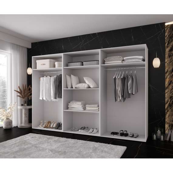 Garderobeskap KRIS 300x202 cm - hvit matt - 6 dører