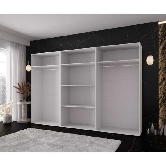 Garderobeskap KRIS 300x202 cm - hvit matt - 6 dører