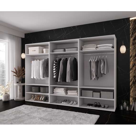 Garderobeskap KRIS 300x202 cm - hvit matt - 6 dører