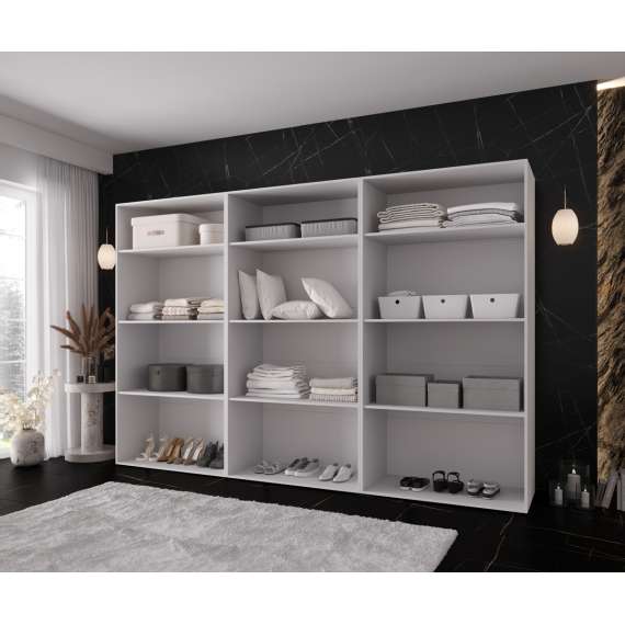 Garderobeskap KRIS 300x202 cm - hvit matt - 6 dører