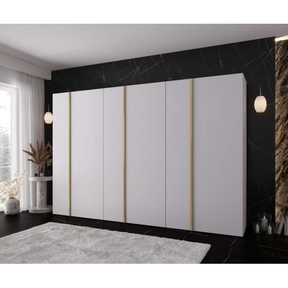 Garderobeskap KRIS 300x202 cm - hvit matt - 6 dører