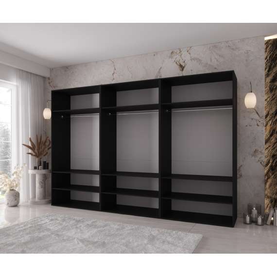Garderobeskap KRIS 300x202 cm - svart matt - 6 dører