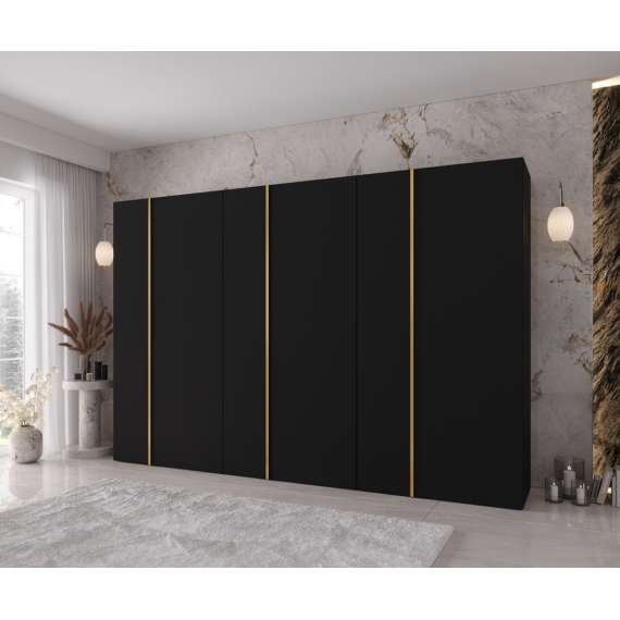 Garderobeskap KRIS 300x202 cm - svart matt - 6 dører