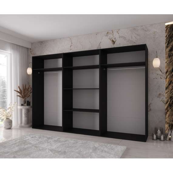 Garderobeskap KRIS 300x202 cm - svart matt - 6 dører