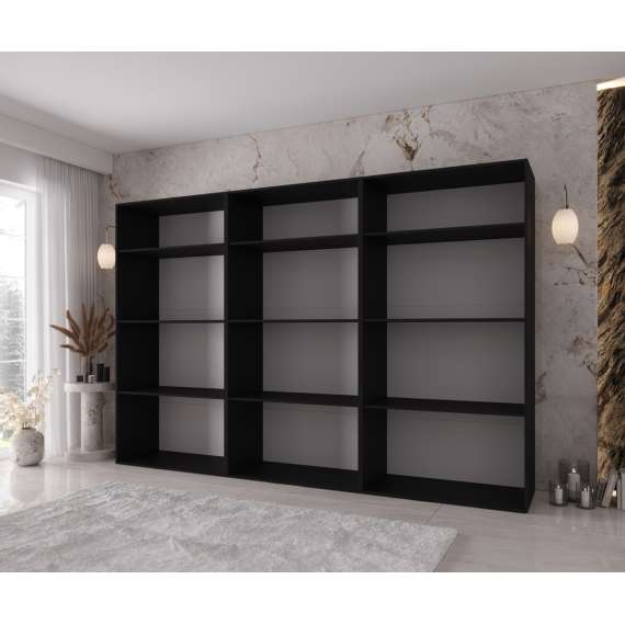 Garderobeskap KRIS 300x202 cm - svart matt - 6 dører