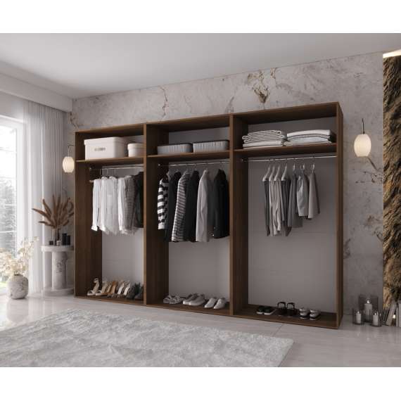 Garderobeskap KRIS 300x202 cm - valnøtt warmia - 6 dører