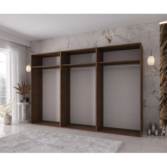 Garderobeskap KRIS 300x202 cm - valnøtt warmia - 6 dører