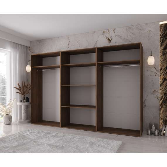Garderobeskap KRIS 300x202 cm - valnøtt warmia - 6 dører