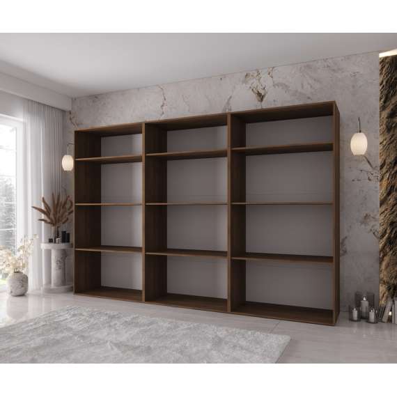 Garderobeskap KRIS 300x202 cm - valnøtt warmia - 6 dører