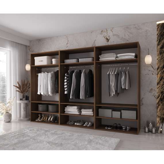 Garderobeskap KRIS 300x202 cm - valnøtt warmia - 6 dører
