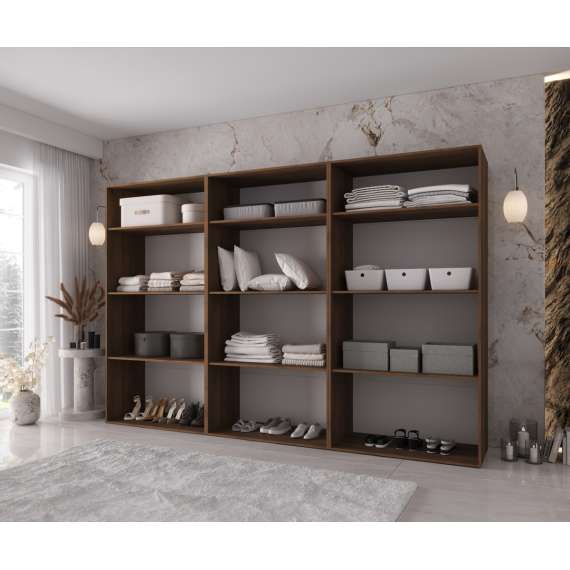 Garderobeskap KRIS 300x202 cm - valnøtt warmia - 6 dører