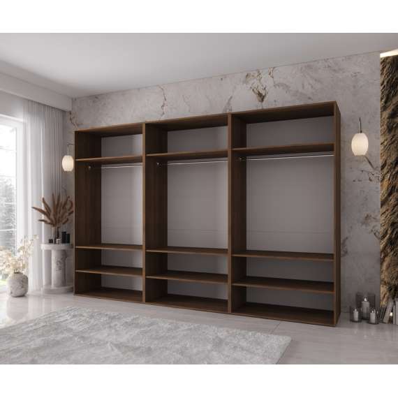 Garderobeskap KRIS 300x202 cm - valnøtt warmia - 6 dører