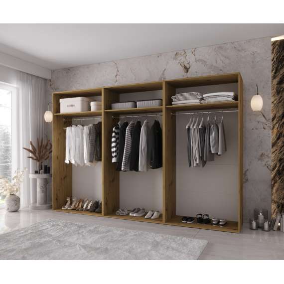 Garderobeskap KRIS 300x202 cm - eik artisan - 6 dører
