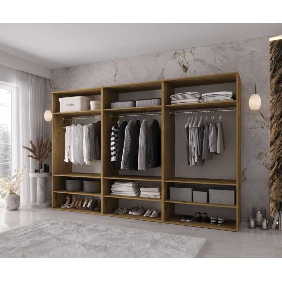 Garderobeskap KRIS 300x202 cm - eik artisan - 6 dører