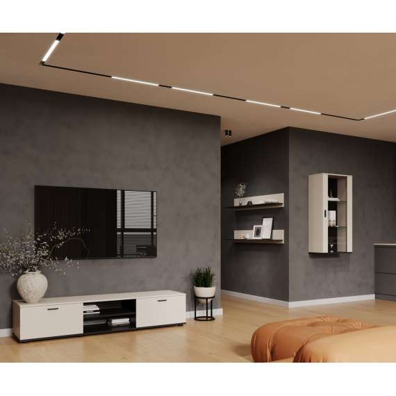 Hylle SOHO 125x20 cm - cashmere - svart matt