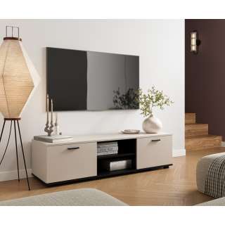 Tv-benk SOHO 140x37 cm - cashmere - svart matt - 2 dører