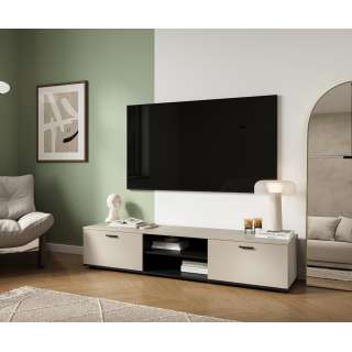 Tv-benk SOHO 180x37 cm - cashmere - svart matt - 2 dører