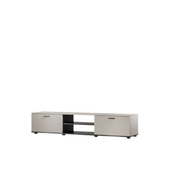 Tv-benk SOHO 180x37 cm - cashmere - svart matt - 2 dører