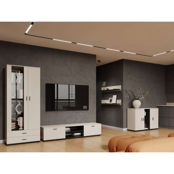Skjenk SOHO 120x80 cm - cashmere - svart matt - 3 dører