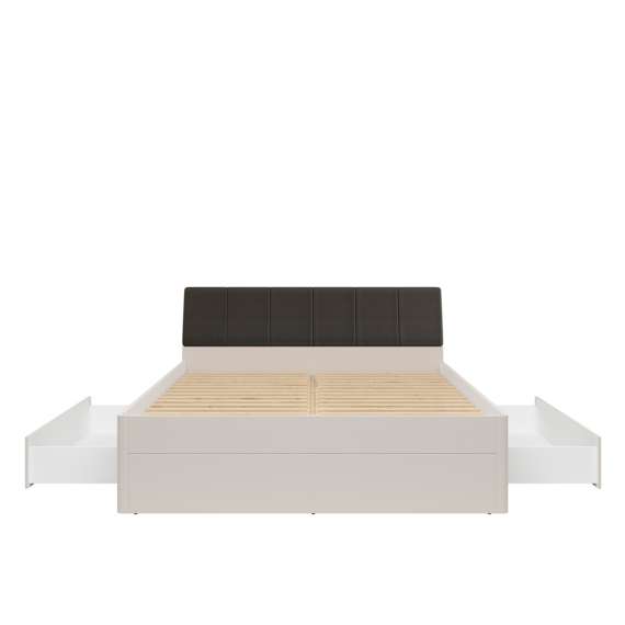 Seng CARANO 180x200 cm - cashmere - antrasit hodegavl - 2 skuffer