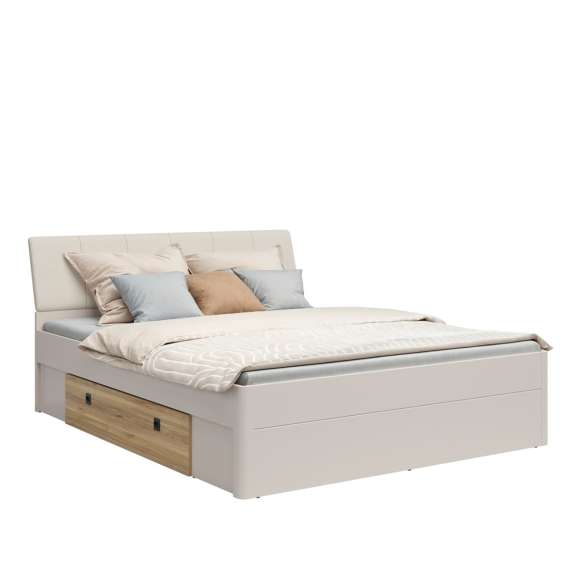 Seng TESSANO 180x200 cm - cashmere - eik mauvela - 2 skuffer