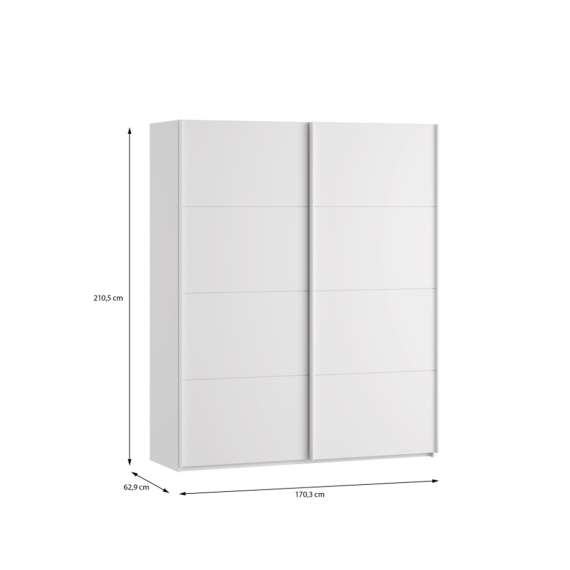 Garderobeskap SPACE 170x210 cm - hvit matt - skyvedører