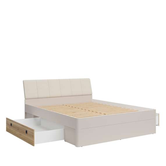 Seng TESSANO 180x200 cm - cashmere - eik mauvela - 2 skuffer
