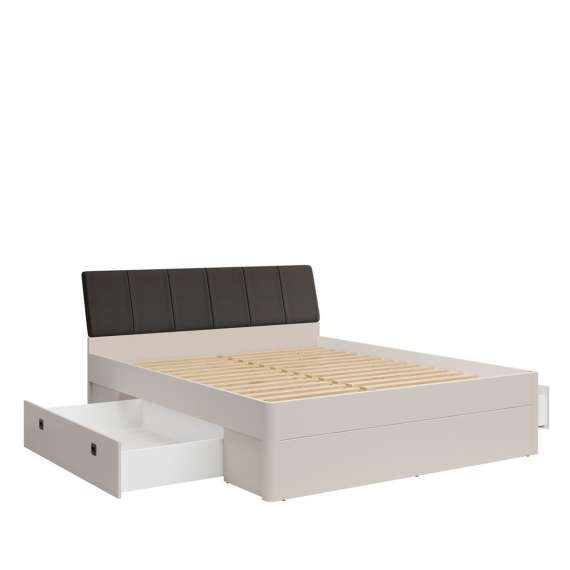 Seng CARANO 180x200 cm - cashmere - antrasit hodegavl - 2 skuffer