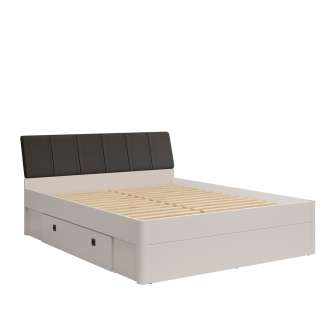 Seng CARANO 180x200 cm - cashmere - antrasit hodegavl - 2 skuffer
