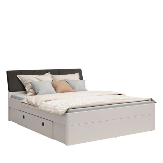 Seng CARANO 180x200 cm - cashmere - antrasit hodegavl - 2 skuffer
