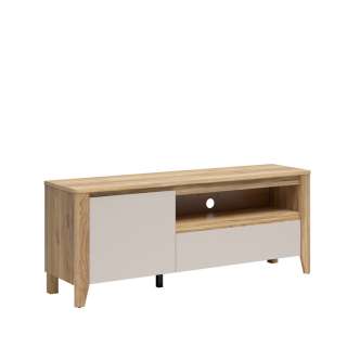 Tv-benk SAWIRA 161x64 cm - 1 dør - 1 skuff - eik mauvella - cashmere