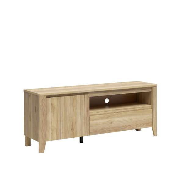 Tv-benk SAWIRA 161x64 cm - 1 dør - 1 skuff - eik mauvella