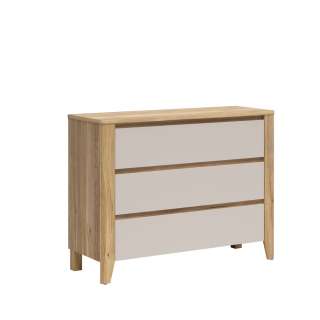 Skjenk SAWIRA 116x90 cm - 3 skuffer - eik mauvella - cashmere