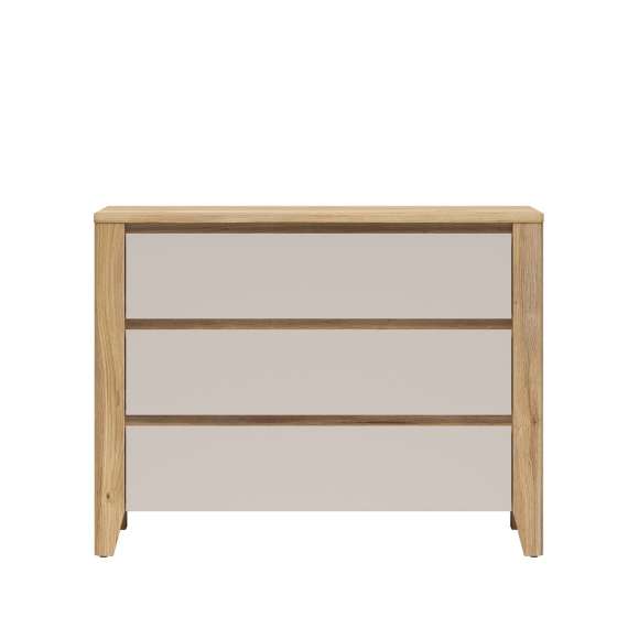 Skjenk SAWIRA 116x90 cm - 3 skuffer - eik mauvella - cashmere