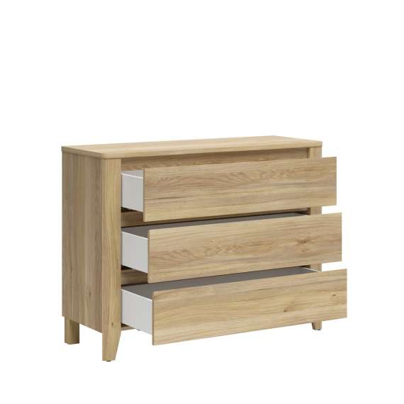 Skjenk SAWIRA 116x90 cm - 3 skuffer - eik mauvella
